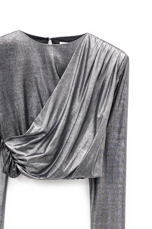 Top cropped con drappeggi